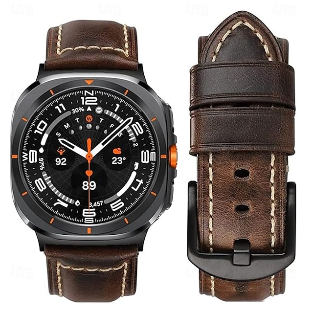  Pásek hodinek pro Samsung Galaxy Watch 7/6/5/4  40/44mm, Watch 5 Pro 45mm, Watch 6 Classic 43/47mm, Watch 4 Classic 42/46mm Sledujte Ultra PU kůže Výměna, nahrazení Popruh Ženy muži Kožený odkaz
