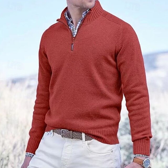 Men's Pullover Sweater Jumper Knit Sweater Ribbed Knit Regular Knitted