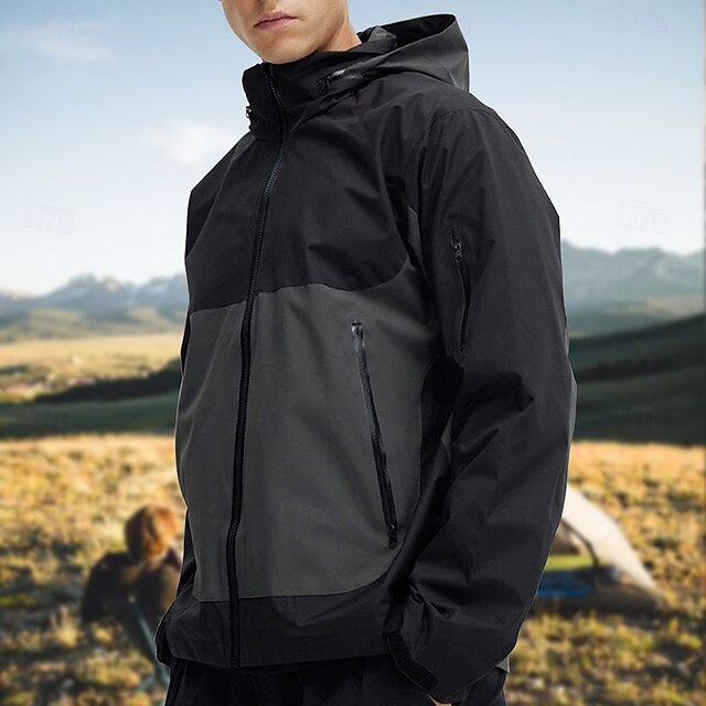  Homens Jaqueta Softshell Jaqueta de Trilha Ao ar livre Bloco de cor Prova-de-Água A Prova de Vento Respirável Jaqueta leve Jaqueta corta-vento Viajar Preto Branco Azul Laranja Verde