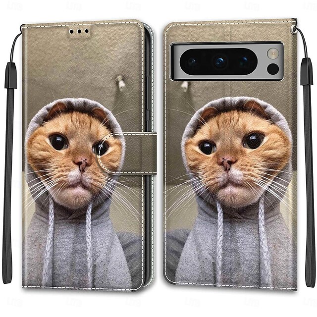  телефон Кейс для Назначение Pixel 8 Pro Pixel 8 Pixel 7 Pixel 7 Pro Pixel 6 Pixel 6 Pro Кейс на заднюю панель со стендом с ремешком на запястье Разъем для карты Ретро ТПУ Кожа PU