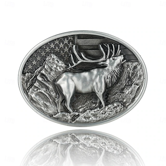 Men's Belt Buckle Buckle Silver Bronze Alloy Vintage Style Retro Vintage Reindeer Deer Daily Religious Celebrations 5