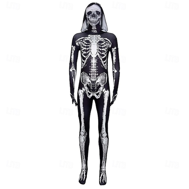  Skull Skeleton Carnival Costume Full Body Suit Zentai Suits Bodysuits Kid's Adults' Men's Women's Boys Scary Costume Performance Party Carnival Masquerade Easy Carnival Costume