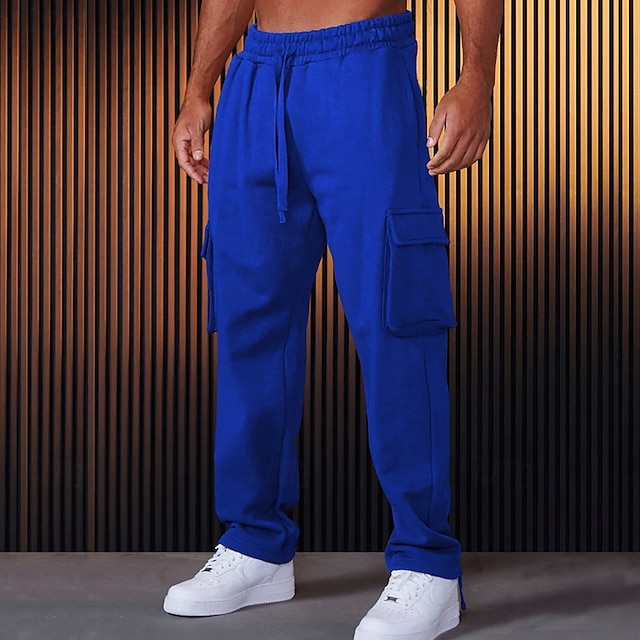  Per uomo Pantaloni della tuta Pareggiatore Pantaloni Pantaloni della tuta cargo Tasche A cordoncino Vita elastica Liscio Comfort Sportivo Giornaliero Di tendenza Informale Nero Rosso Media elasticità