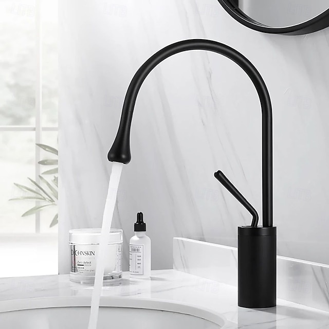  Bathroom Sink Faucet - Waterfall Electroplated Centerset Single Handle One HoleBath Taps