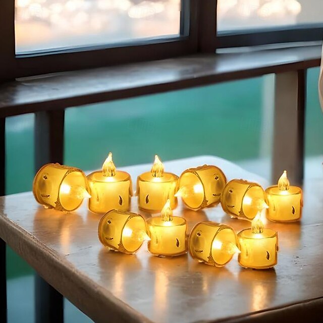  LED Electronic Candle Light Battery Powered Ghost Festival Decoration Night Light for Christmas New Year Wedding Party Home Decoration Lighting 4/12/24pcs for Halloween