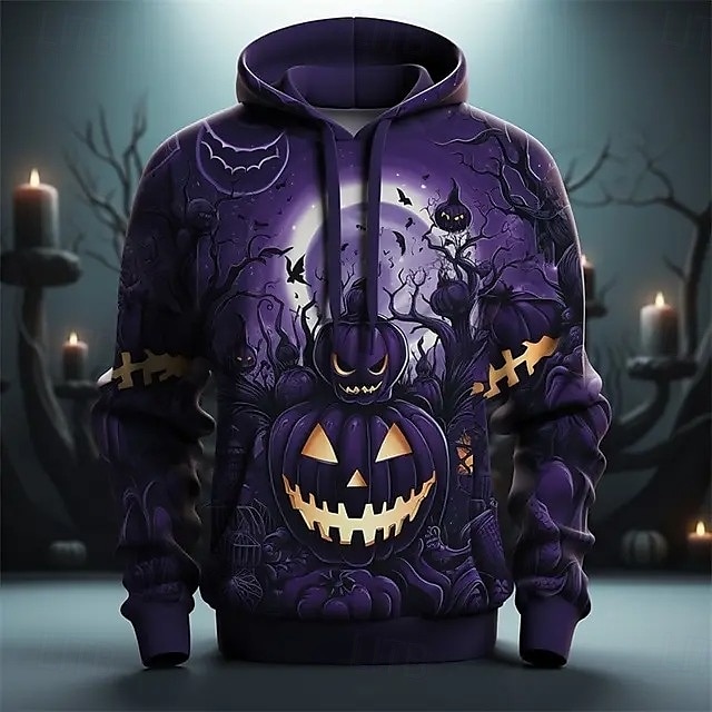  قرع هوديي Pullover عيد الرعب 3D جيب أمامي الرسوم البيانية من أجل الزوجين رجالي نسائي للبالغين عيد الرعب مهرجان حفلة تنكرية طباعة ثلاثية الأبعاد مناسب للحفلات كاجوال / يومي