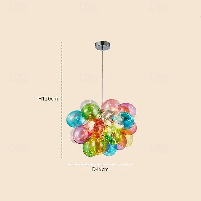  LED Pendant Light Warm White 3/5/8-Light Modern Sputnik Design G9 Glass Globe Colorful Balloon Glass Shade Chandelier Adjustable Cable Ceiling Light Fixture for Kitchen Island Bedroom-Colored Bubble Balls 110-240V