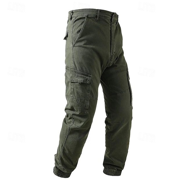 Men's Cargo Pants Joggers Trousers Buttons Multi Pocket Elastic Cuff Plain Wearable Outdoor Daily Camping & Hiking Fashion Classic Black Army Green 17