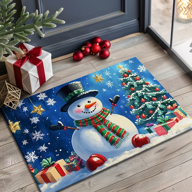  décorations de Noël paillasson bonhomme de neige tapis de cuisine tapis de sol tapis antidérapant tapis résistant à l'huile tapis intérieur extérieur décor de chambre tapis de salle de bain tapis
