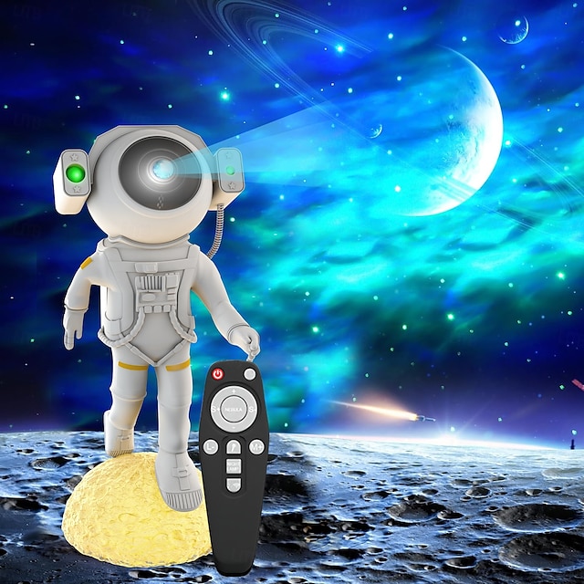  宇宙飛行士の星空投影ライト、リモコン付き、タイプC USB充電、クリスマス、ハロウィーン、パーティーの装飾、お祭りの雰囲気、ギフト用の宇宙飛行士の形を走る