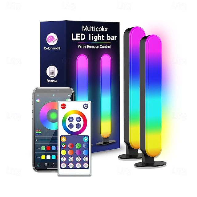  2 упаковки светодиодного умного света Bluetooth настольный атмосферный свет RGB цветные игровые компьютерные светодиоды с захватом музыки управление APP для киберспортивной настройки