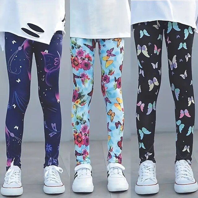  Fille 3D Graphic Papillon Pantalons Leggings Printemps Automne Actif basique Enfants 4-12 ans Extérieur Casual du quotidien Standard