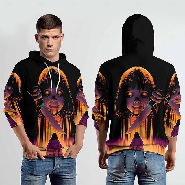 Horror Movie Killer Hoodie Pullover Halloween 3D Front Pocket Graphic For Couple's Men's Women's Adults' Halloween Carnival Masquerade 3D Print Party Casual Daily4