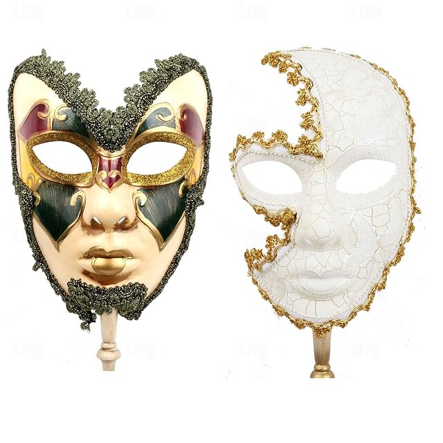  Halloween Maske Venezianische Maske Maske am Stiel Karnevalsmaske Erwachsene Unisex Halloween Karneval Party-Abendmode Maskerade Abschlussball Einfache Halloween-Kostüme Verkleiden