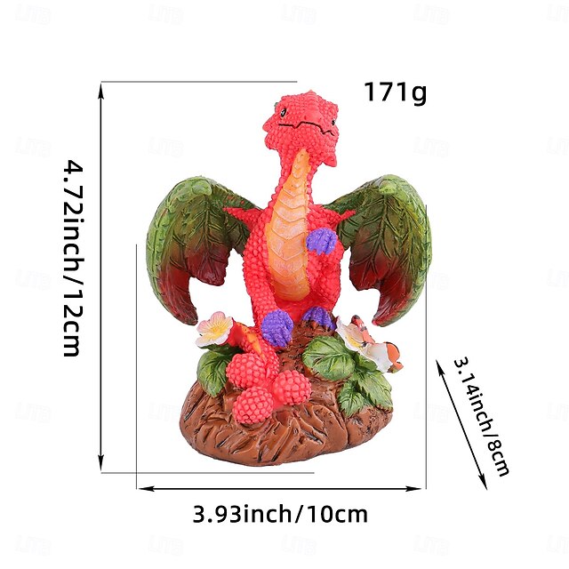  Resin Dragonfly Dinosaur Figurine Adorable Garden Decor for Your Yard, Unique Home & Patio Ornament, Perfect for Gardening Enthusiast