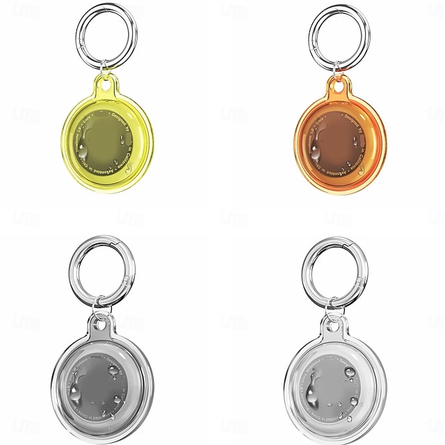  IPX8 Waterproof Holder for AirTag 4 Pack – Full Body Protective Keychain Case with Loop Ring for Apple AirTags, PC TPU Cover for Pet, Wallet, Luggage, Keys