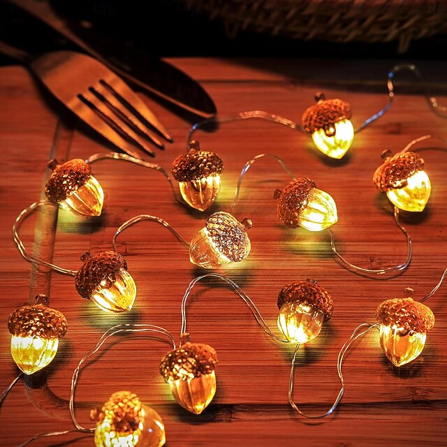Thanksgiving Acorn String Lights, Battery Operated Fairy Lights, Fall ...