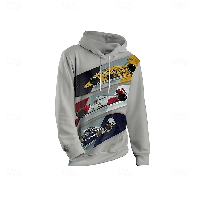  Homens Gráfico Carro Moletom Moletons Férias Diário Manga Longa Com Capuz Férias Esportes Para Noite Cinzento Estampado Inverno Primavera & Outono Designer