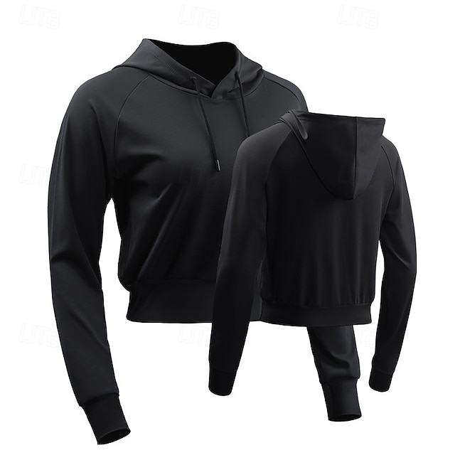  Dames Compressieshirt Atletisch shirt Fitnessshirt Lange mouw Trui met capuchon Casual Sportkleding Herfst Effen Sneldrogend Zacht Ademend Sportschooltraining Wandelen Joggen Sportkleding Sportkleding
