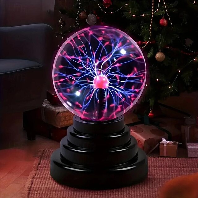  1 lampada a sfera al plasma da 5 pollici, globo luminoso attivato dal tocco e dal suono, magica, interattiva, con impostazione dell'umore, lampada divertente e scientifica, accessorio per feste,