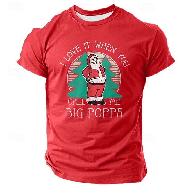 Christmas Men's Funny Christmas 3D T-shirts Santa Claus Casual Street Style 3D Print Tee Sports Outdoor Holiday Red Short Sleeve Crew Neck Spring & Summer Clothing Apparel S M L XL XXL XXXL4