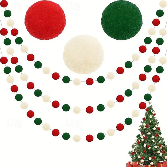  2 m pom pom snöre, juldekoration julfest färgglad bollgirlang, 20-bollars festlig bunting för heminredning