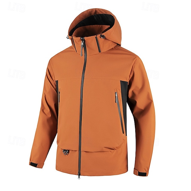  Men's Hiking Jacket Winter Outdoor Waterproof Windproof Front Zipper Lightweight Jacket Full Zip Camping / Hiking / Caving Black White Orange Green