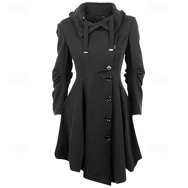  Punk & Gotico Steampunk Cappotto Trench Con cappuccio Taglie Forti Slim Fit Per donna Casual Quotidiano Adulti Cappotto Autunno & Inverno