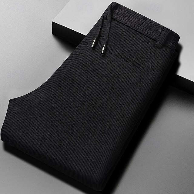 Men's Dress Pants Corduroy Pants Casual Pants Solid Colored Full Length