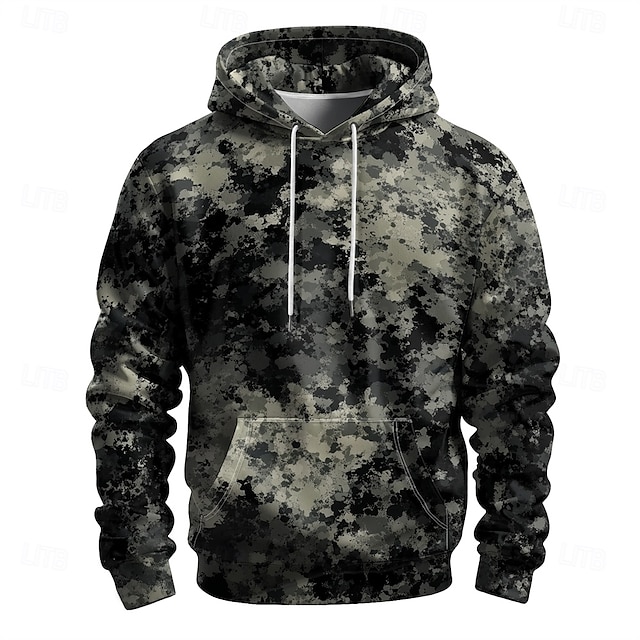  Homens Gráfico camuflagem Moletom Moletons Férias Diário Manga Longa Com Capuz Férias Esportes Para Noite Camuflado Estampado Inverno Primavera & Outono Designer