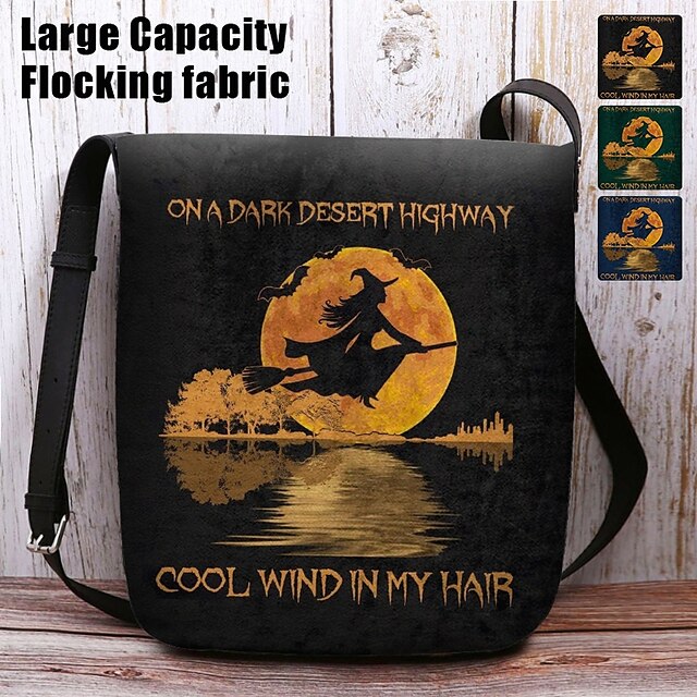  női halloween boszorkány mintás crossbody táska - kísérteties témájú válltáska halloween szerelmeseinek