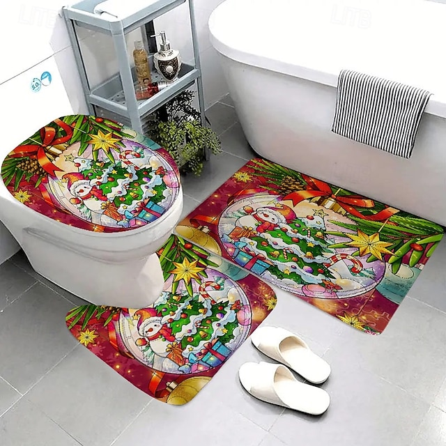  Baderom Badematter Jul 3 PC Badet Matte Sett Flonel Antiskli