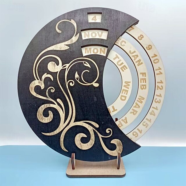  calendrier perpétuel en bois disques de lune en bois calendrier circulaire disques de lune calendrier signe de calendrier en bois décor famille artisanat en bois art mural ornement