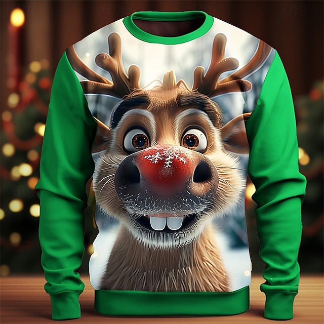  Navidad Hombre Impresión 3D 3D Dibujo 3D Sudaderas Sudadera Sudadera Manga Larga Camisa de entrenamiento Cuello Barco 3D Gracioso Impresión 3D Navidad Vacaciones Fiesta Cuello redondo Impresión 3D 3D