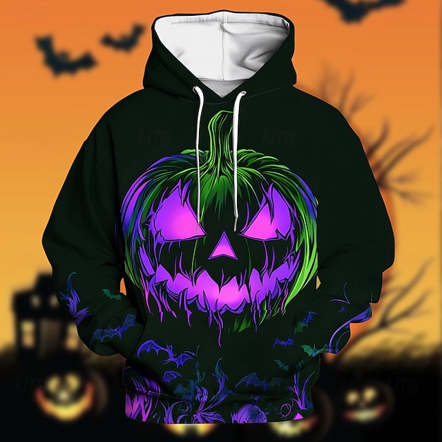  předvečer Všech svatých Dýně Kapuce Pullover předvečer Všech svatých 3D Přední kapsa Grafika Pro Pro páry Pánské Dámské Dospělé předvečer Všech svatých Karneval Plesová maškaráda 3D tisk Párty