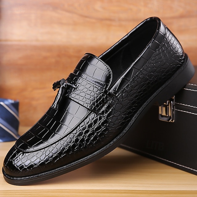  pánské luxusní mokasíny z krokodýlí kůže se střapcovým detailem - elegantní slip-on boty pro pracovní i formální oblečení