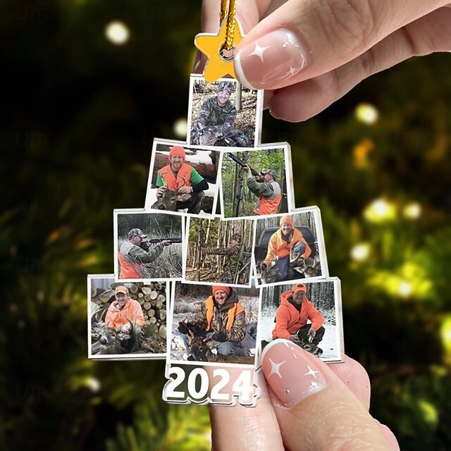 Personalized Christmas Tree Hunting Photo Ornaments Acrylic 2D Custom
