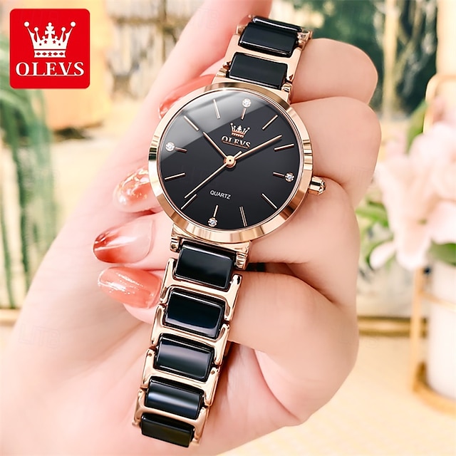  nuovo olevs olevs marchio moda tendenza cinturino in ceramica orologi da donna semplice impermeabile vita viaggio tempo libero sport diamanti orologio da polso
