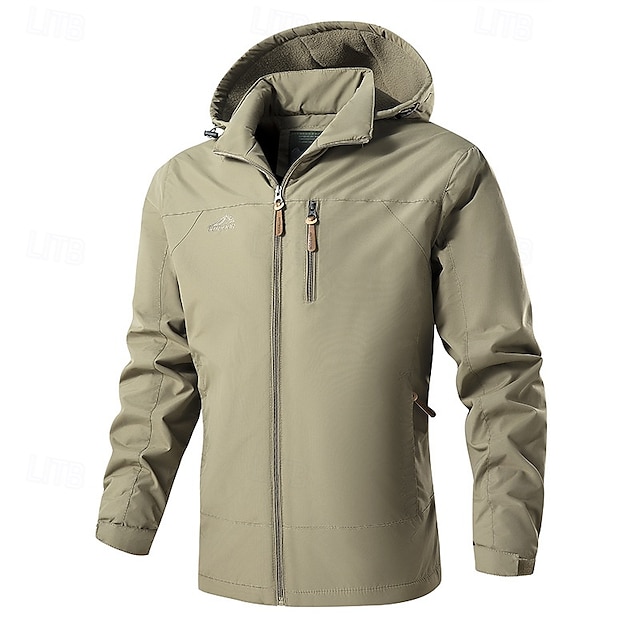  Men's Hiking Fleece Jacket Winter Outdoor Patchwork Thermal Warm Fleece Lining Fleece Jackets Full Zip Climbing Camping / Hiking / Caving Traveling Black Army Green Khaki Dark Blue Grey