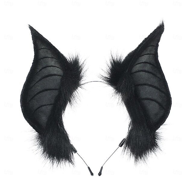  oreilles de chat chauve-souris en fausse fourrure bandeaux mignon déguisement d'halloween cosplay costume fait à la main animal oreilles en fourrure cerceau de cheveux femmes