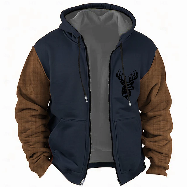 Men's Elk Hoodie Hoodies Sweatshirt Fashion Cool Long Sleeve Hooded Vacation Gym Blue Sky Blue Drawstring Fall Winter Designer 8