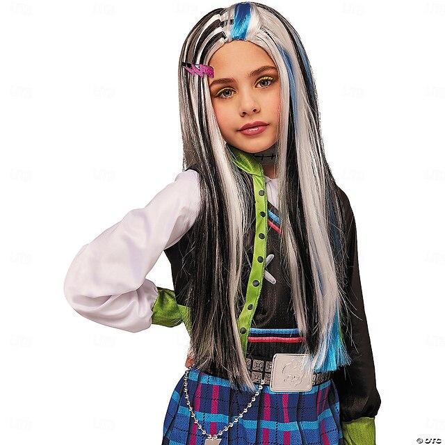 Kids  Frankie Stein Multicolor Full-Length Wig Halloween Cosplay Party Wigs2