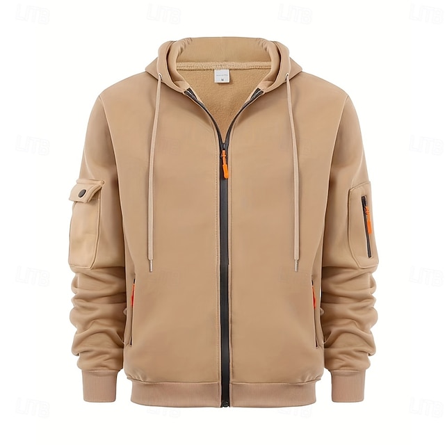  Men's Hoodie Full Zip Hoodie Tactical Hoodie Black Navy Blue Blue Khaki Dark Gray Hooded Plain Sports & Outdoor Daily Holiday Streetwear Cool Casual Winter Spring &  Fall Clothing Apparel Hoodies