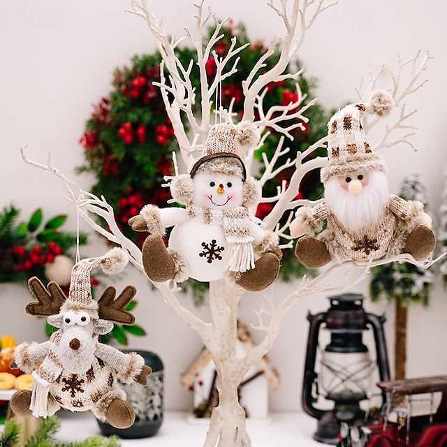  kötött karácsonyi díszek, karácsonyi dekoráció karácsonyi buli mikulás hóember rénszarvas figurák, gyermekajándékok és faakasztók
