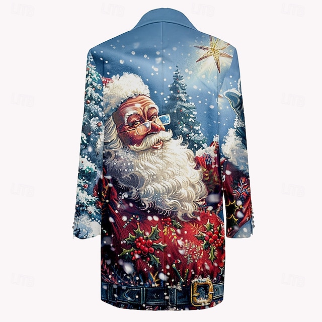 Santa Claus Casual Men's Fleece Jacket Coat Thermal Warm Comfortable