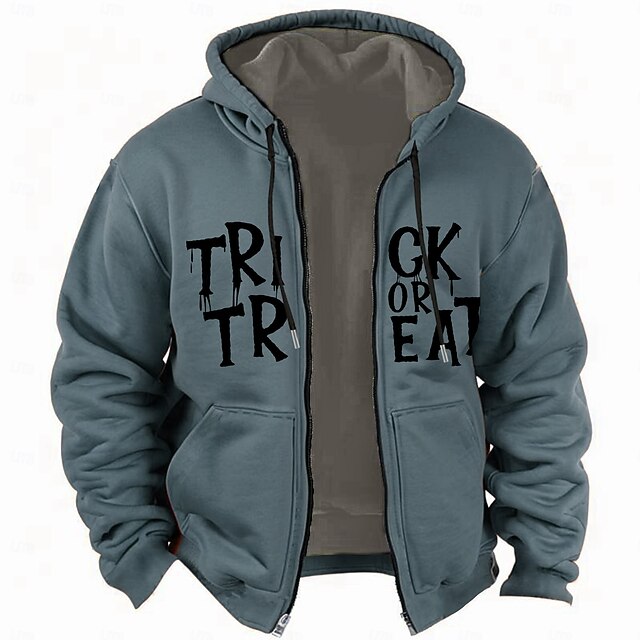 Men's Spooky Halloween Trick or Treat Graphic Full Zip Hoodie 10