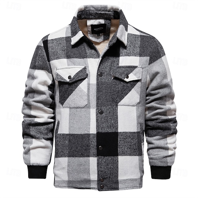 Herren Hemdjacke Freizeitjacke Flanell-Fleecejacke Casual Sexy