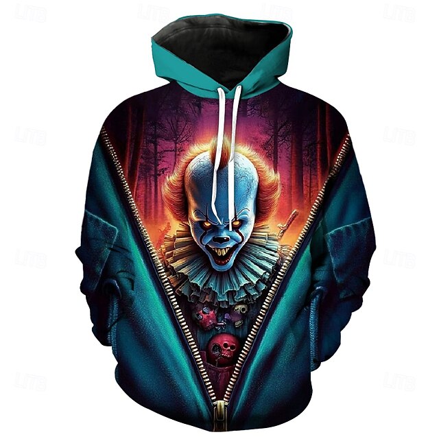  To Klaun Zabijácký klaun Kapuce Pullover předvečer Všech svatých 3D Grafika Pro Pro páry Pánské Dámské Dospělé předvečer Všech svatých Karneval Plesová maškaráda 3D tisk Párty Běžné / Denní