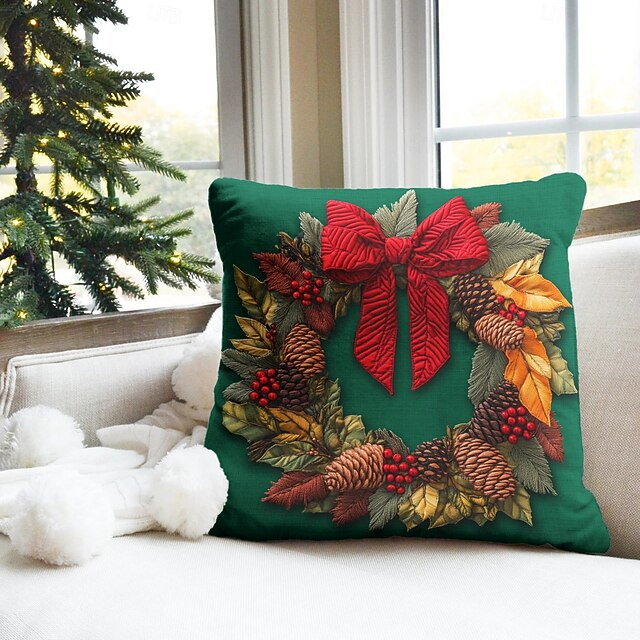 Christmas Decorations Decorative Toss Pillows Cover 1PC Candy Cane Soft Square Cushion Case Pillowcase for Bedroom Livingroom Sofa Couch Chair 27