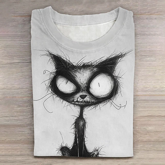 Men's Cat T Shirt Short Sleeve T shirt 3D Print Crew Neck Shirt Fashion Athleisure Street Sports Outdoor White Summer Spring Clothing Apparel S M L XL XXL XXXL 5